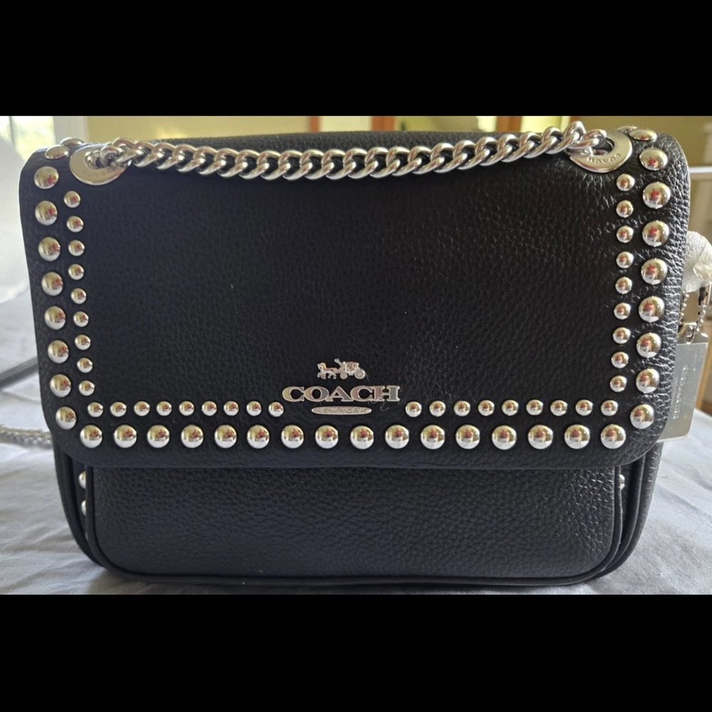 Coach Black Crossbody Bag with Silver Accents
